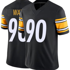 Men's American Football Jersey V-Neck Short Sleeve Embroidered Rugby Top