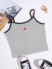 Mushroom Pattern Cami Crop Top Sexy Slim Casual Top For Summer