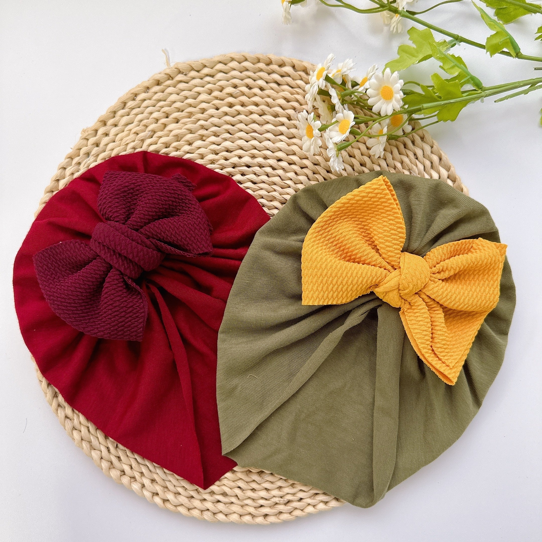 Baby Girls Twill Bubble Bow Turban Soft Hair Wrap Head Accessory