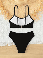 Girl's Solid Bikini Set Cami Top & Briefs Stretchy Bathing Suit