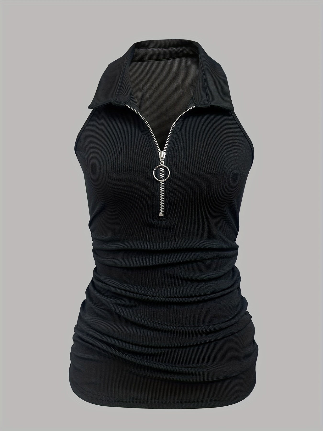 Ruched Half Zip Summer Top