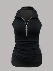 Ruched Half Zip Summer Top