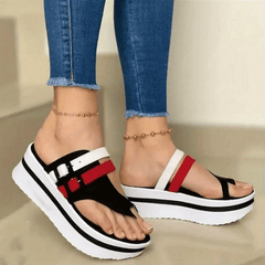 Women's Buckle Strap Platform Sandals Comfortable Open Toe Slip On Shoes