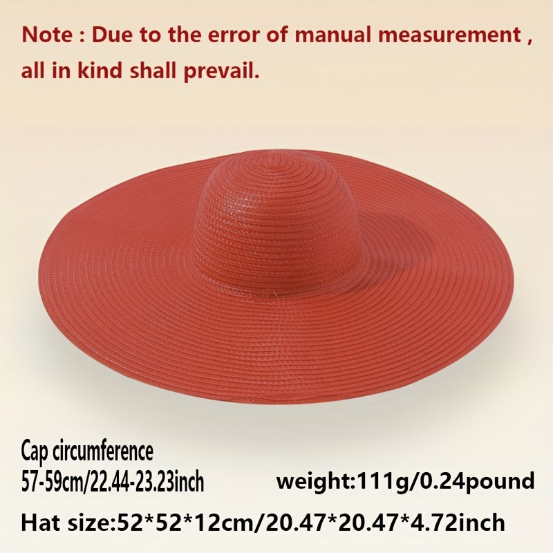 Red Oversized Floppy Sun Hat Wide Brim Sunshade Travel Beach Hat