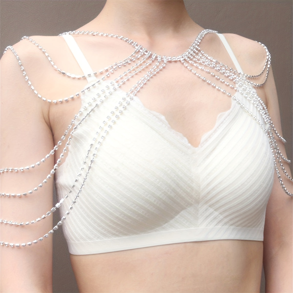 Rhinestone Body Chain Tassel Shoulder Chain for Wedding