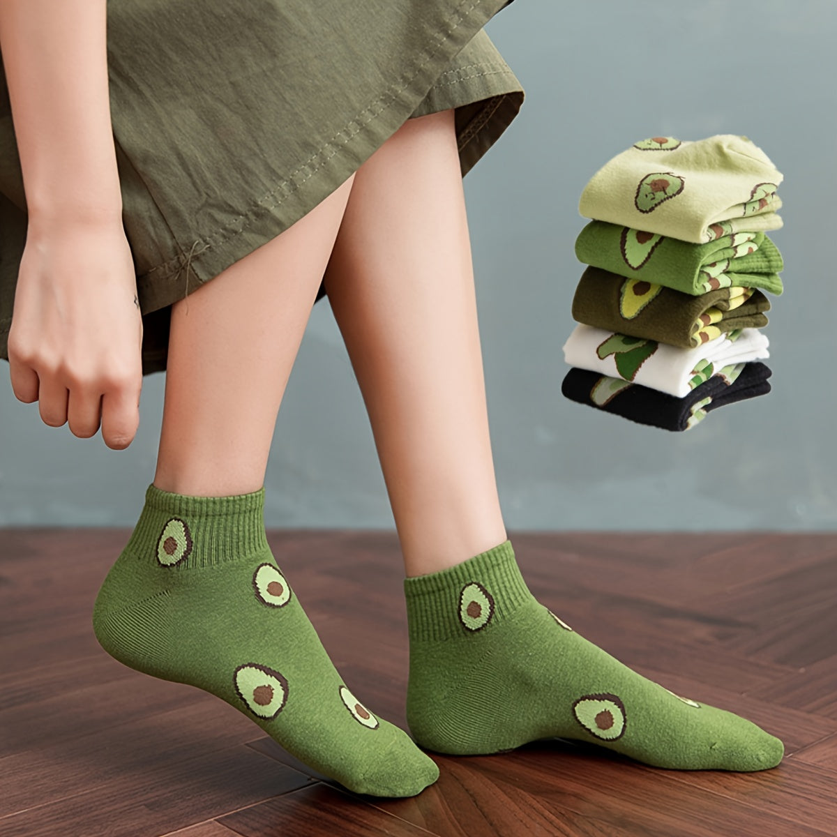 Avocado Ankle Cotton Women Casual Summer Socks