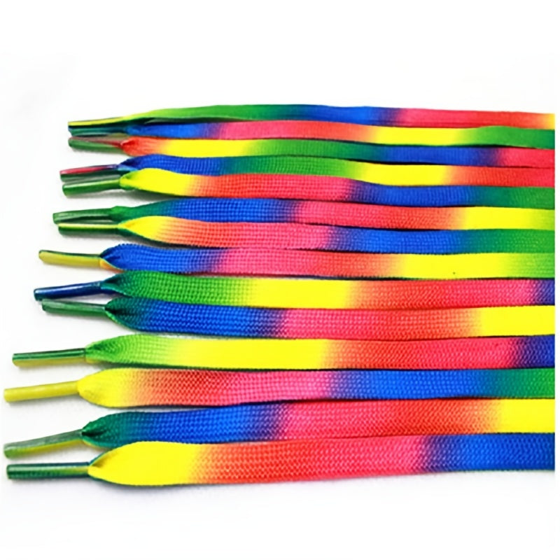 Colorful Rainbow Print Flat Canvas Shoe Laces 43 31''