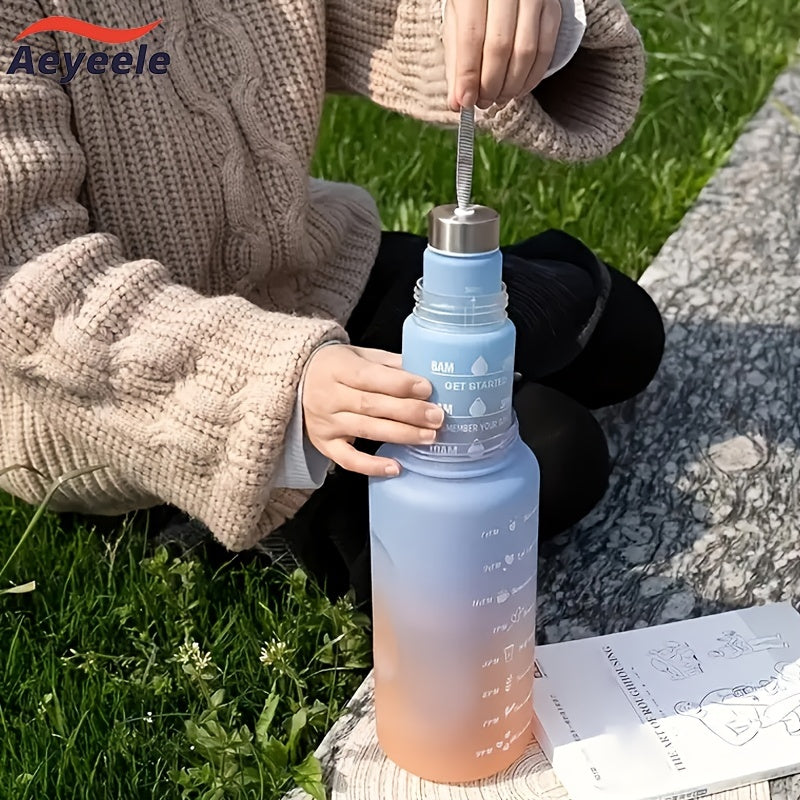 3-Pack 32oz Water Bottle with Straw & Time Marker, Portable Leakproof Sports Cup