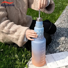 3-Pack 32oz Water Bottle with Straw & Time Marker, Portable Leakproof Sports Cup