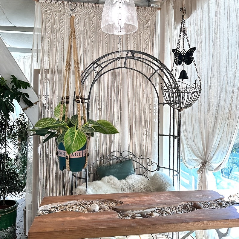 Macrame Plant Hanger Jute Hanging Planter with Wood Beads