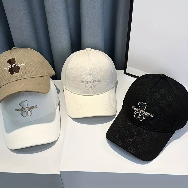 Bear Embroidered Baseball Cap Cotton Couple Dad Hats Casual Sun Hats