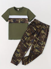 Boy's Camo T Shirt & Sport Shorts Set - Summer Kids Outfit