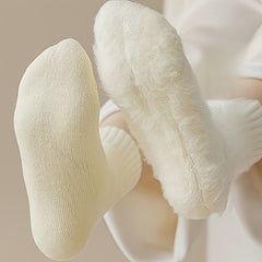 3 Pairs Plush Lined Socks Comfy & Warm Mid Tube Women's Stockings
