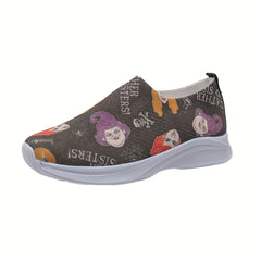 Halloween Witch Pattern Soft Thick Sole Shock Absorption Elastic Woven Shoes