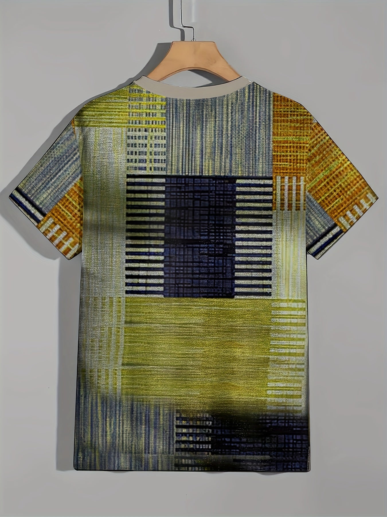 Vintage Style Printed Tee Shirt Men's Casual Street Style Stretch Round Neck Tee
