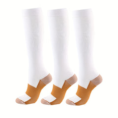3 Pairs Unisex Knee Length Compression Socks for Running Fitness