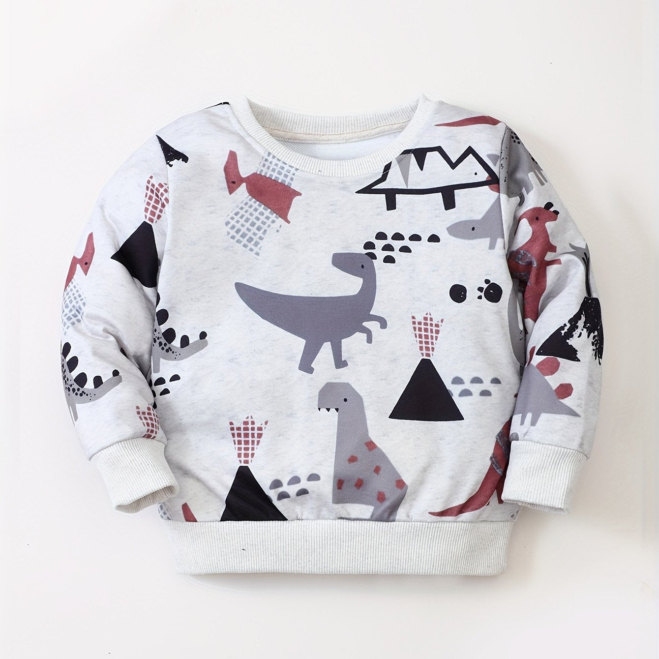 Dino Print Kid's Sweatshirt Unisex Pullover Long Sleeve Top