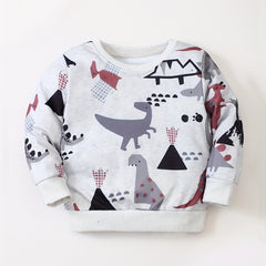 Dino Print Kid's Sweatshirt Unisex Pullover Long Sleeve Top
