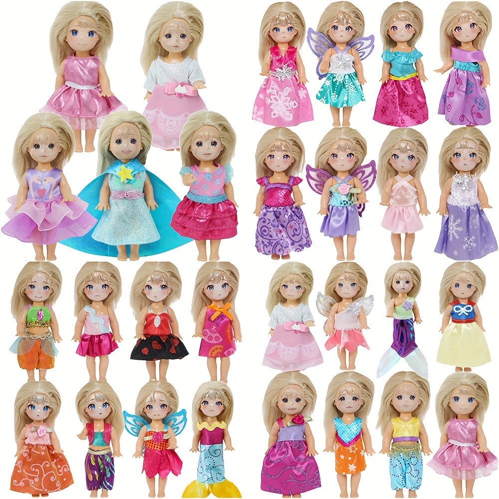 8 Sets 10-16cm Doll Clothes or 5 Pairs Shoes Fairy Suit for Mini Baby Doll