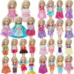 8 Sets 10-16cm Doll Clothes or 5 Pairs Shoes Fairy Suit for Mini Baby Doll