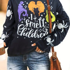 Halloween Graphic Print Sweatshirt Casual Crew Neck Long Sleeve Sweatshirt