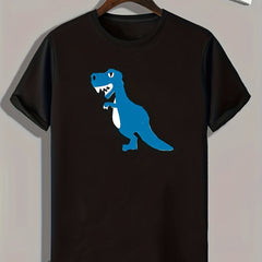 Dino Pattern Print Men's Sports T-Shirt - Comfy Outdoor Clothing