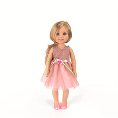 Sparkling Pink Princess Doll with Sequin Top & Floral Skirt