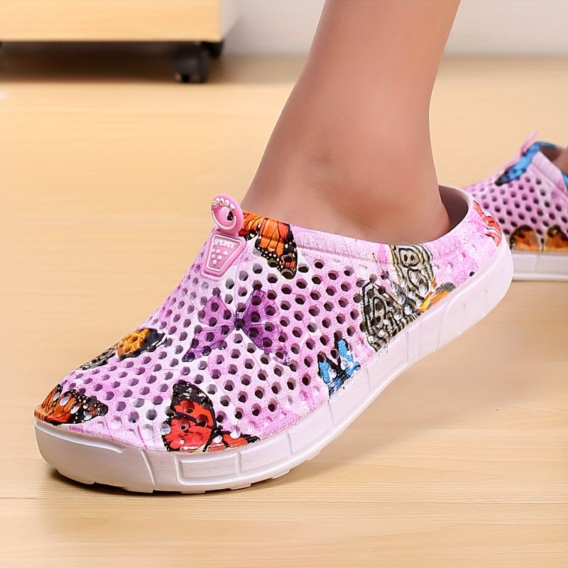 Butterfly Pattern Hole Shoes Sandals Slippers Women's Lightweight Outdoor Shoes