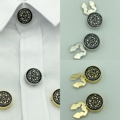2pcs Minimalist Pattern Button Covers Hidden Buttons Shirt Decorative