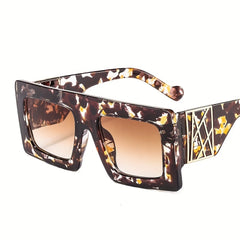 Vintage Square Sunglasses Women Tortoise Large Gradient UV400