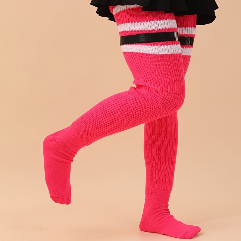 Thigh High Stockings Women's Plus Striped Pattern Over The Knee Socks