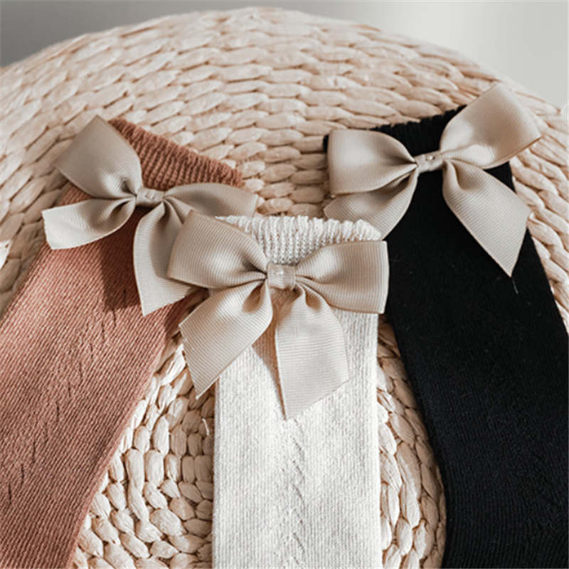 Baby Girls Knee High Socks Bow Stitched Toddler Long Sock
