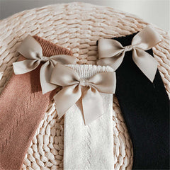 Baby Girls Knee High Socks Bow Stitched Toddler Long Sock