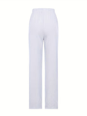 Butterfly & Flower Print Elastic Waist Pants for Women