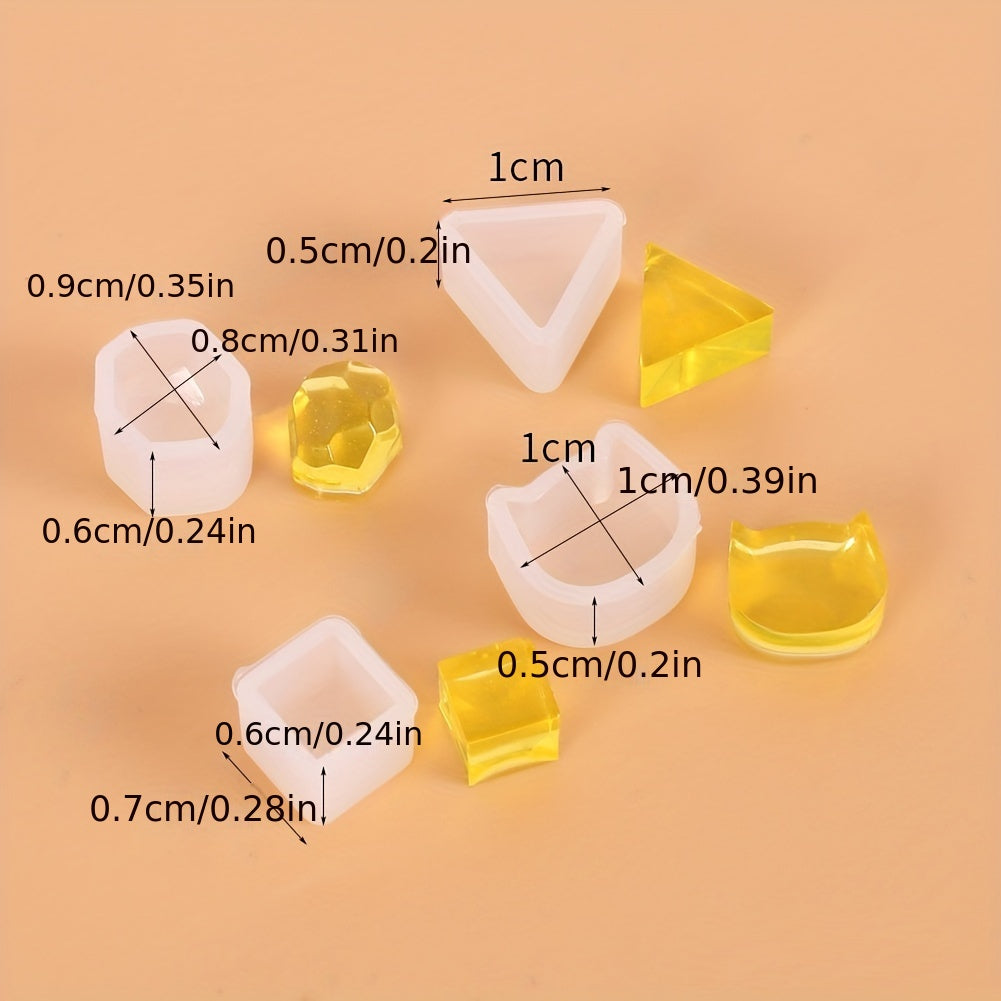 8pcs Stud Earrings Resin Crystal Epoxy Mold DIY Pendant Casting Silicone Mould