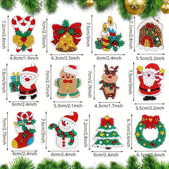 12pcs Christmas Diamond Painting Keychains Santa Claus Art Kits