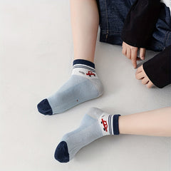 Cartoon Car Knit Crew Socks for Boys