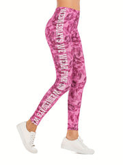 Sexy Red Lips Print Leggings Casual High Waist Slim Leggings