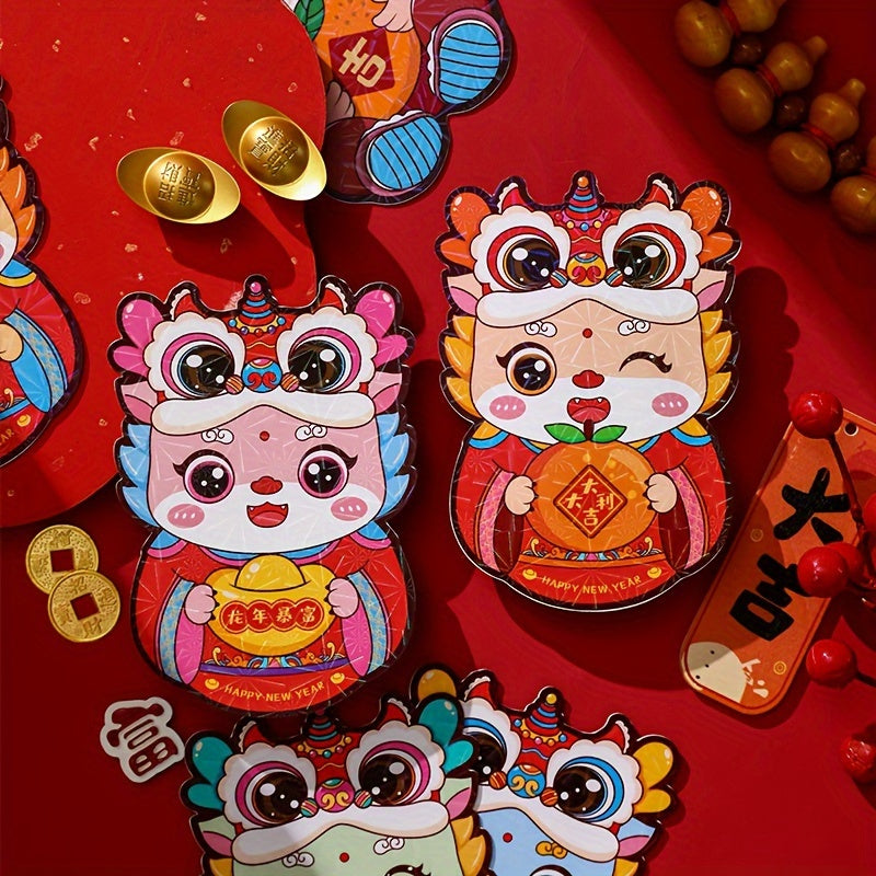 6pcs Year Of The Dragon Red Envelopes Spring Lucky Money Packets