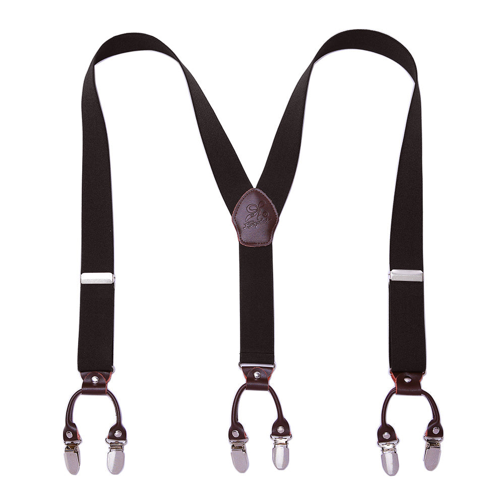 Men's Y Back Suspenders with 6 Metal Clips for Wedding