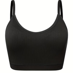 Plus Size Wireless Ribbed Sports Bra - Comfortable Breathable Bralette