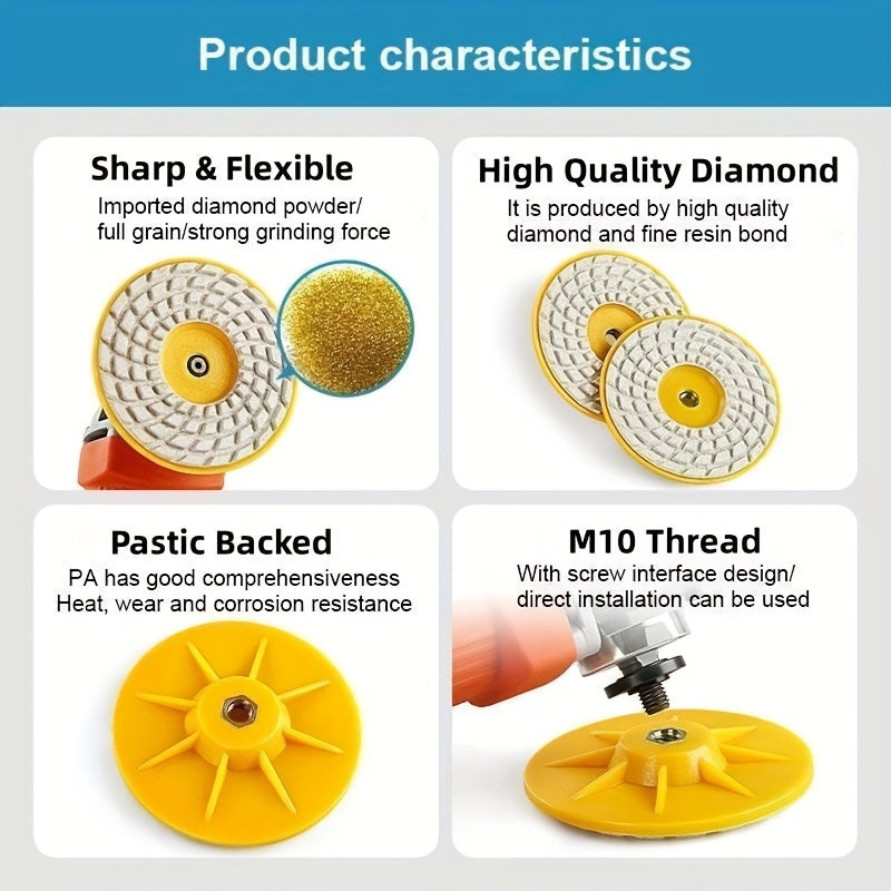 2pcs 4 Inch 100mm Diamond Wet Dry Polishing Pad for Stone Quartz Marble Granite