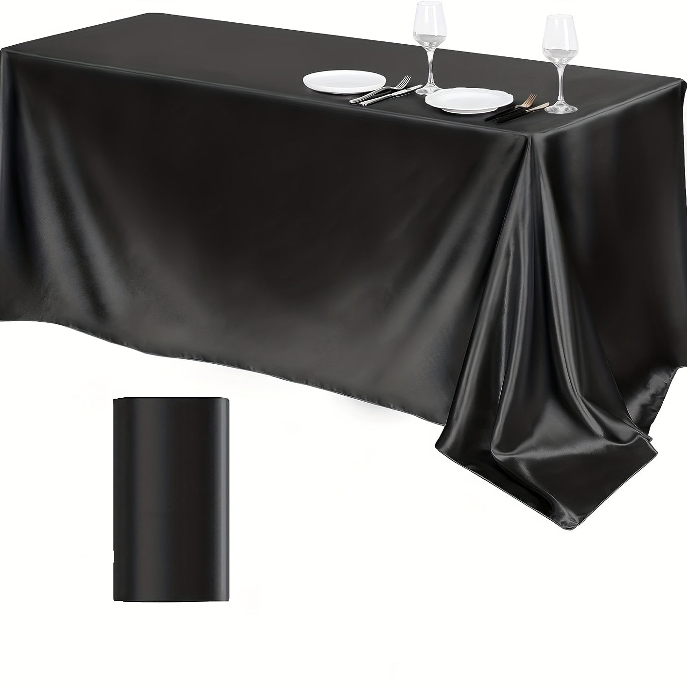 Satin Solid Tablecloth Rectangular Bright Silk Smooth Table Cover