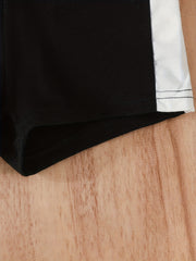 Boys Short Sleeve Side Stitch Block Pullover Top Short Shorts Set