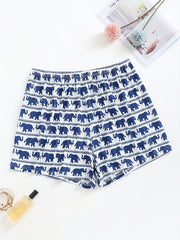 Women's Plus Elephant Striped Print Loose Shorts