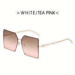 Square Sunglasses Rivet Decor Gradient Glasses UV400
