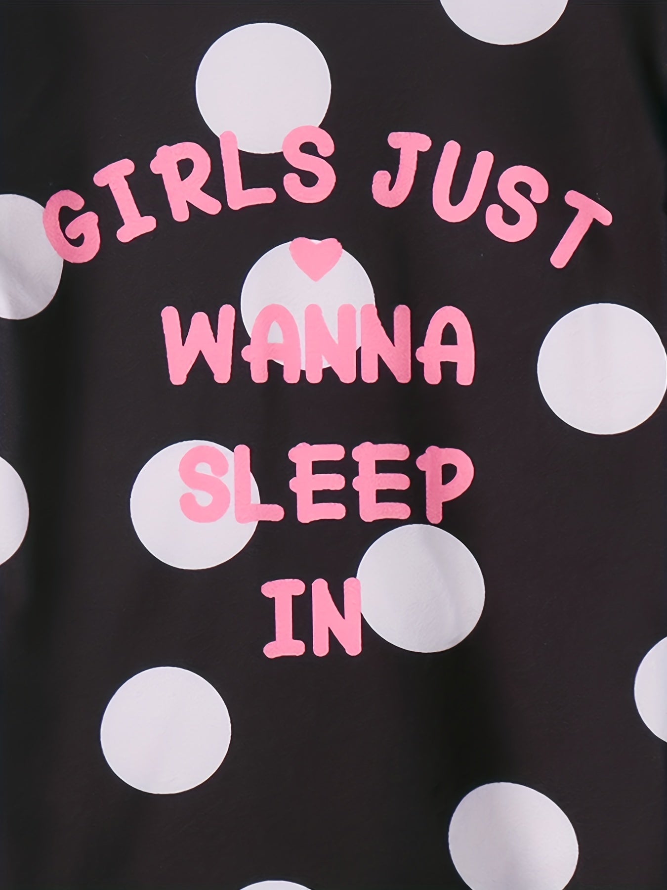 Girl's Polka Dot Pajama Set, Short Sleeve Top & Long Pants
