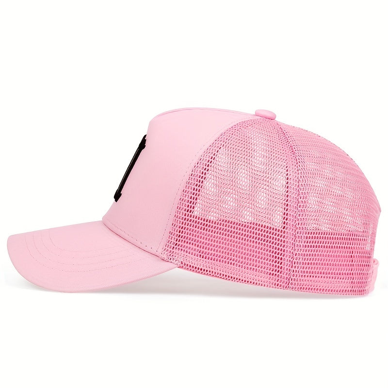 Gothic M Embroidery Baseball Cap Solid Mesh Trucker Hats