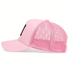 Gothic M Embroidery Baseball Cap Solid Mesh Trucker Hats