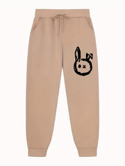 Rabbit Pattern Joggers Loose Fit Drawstring Pants